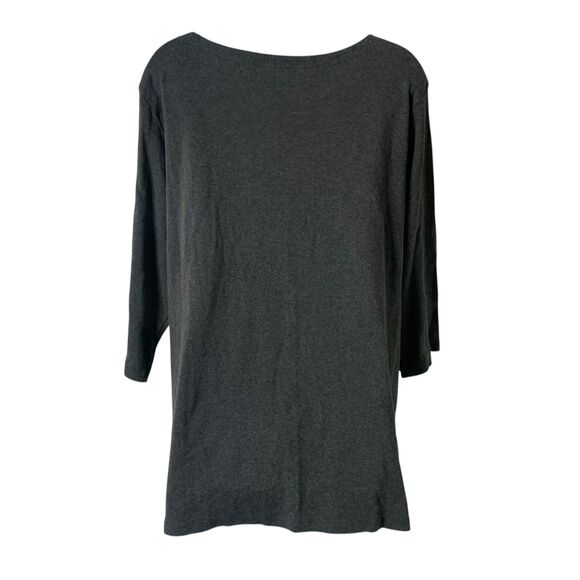 Karen Scott Tunic Top Women’s Plus Size 2X Gray Boat Neck 100% Cotton 3/4 Sleeve - Picture 5 of 10